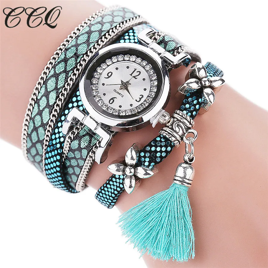 CCQ, модные женские часы-браслет, серебряные, дизайн, подвеска с кисточкой, наручные часы, кожа, Ретро стиль, кварцевые часы, подарок, C75