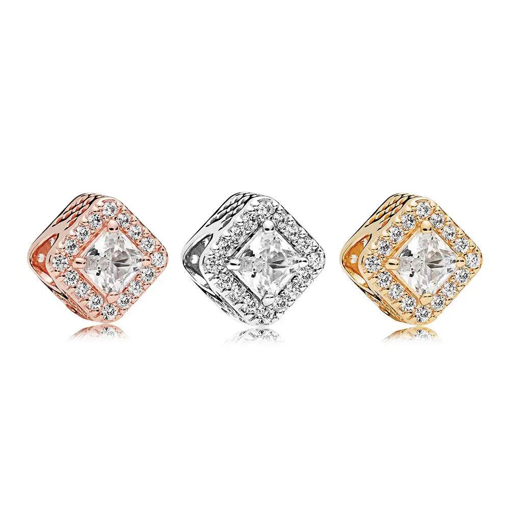 

2018 NEW 100% 925 Sterling Silver Geometric Radiance Charm Pack Bead Set Fit European Original Bracelets jewelry Set Gift