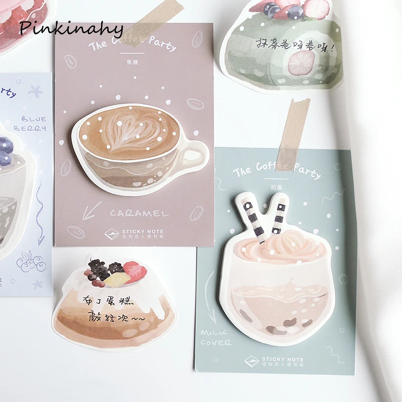 

Coffee Strawberry Dessert Sticky Notes Memo Pad Kawaii Stationery Planner Label Paper Journal Stickers School Supplies BQ028