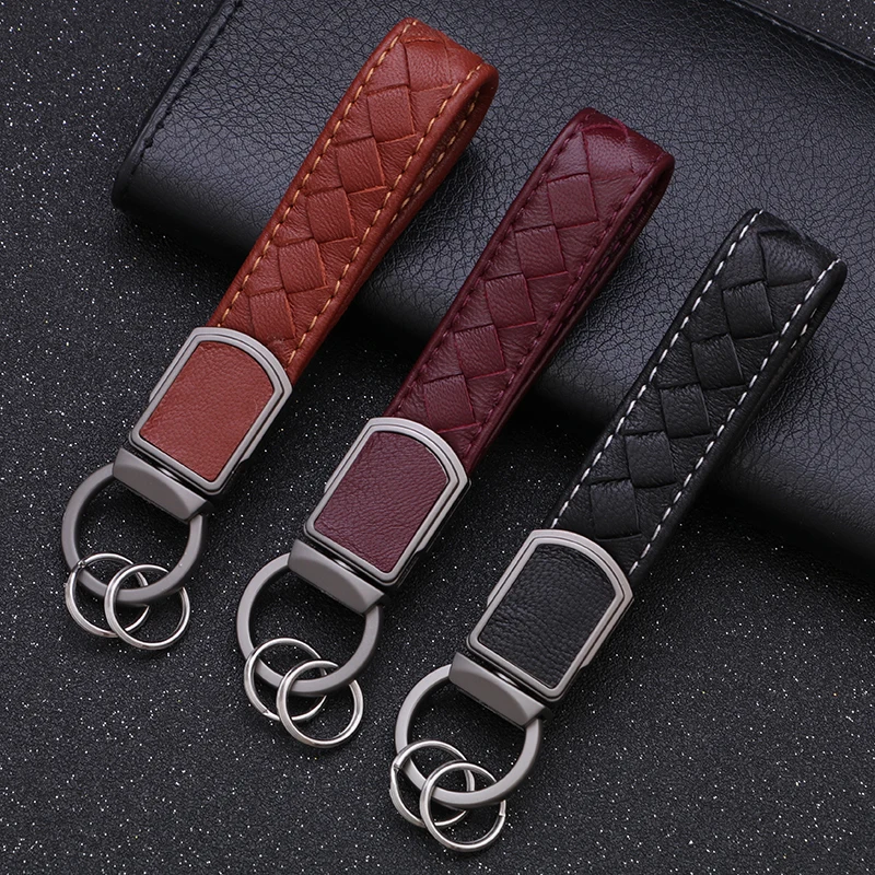 Luxury High-Grade Leather Woven Rope Keychain Women Men Keychains Classic Car Key Holder Ultra Soft Lambskin Fathers Day Gift