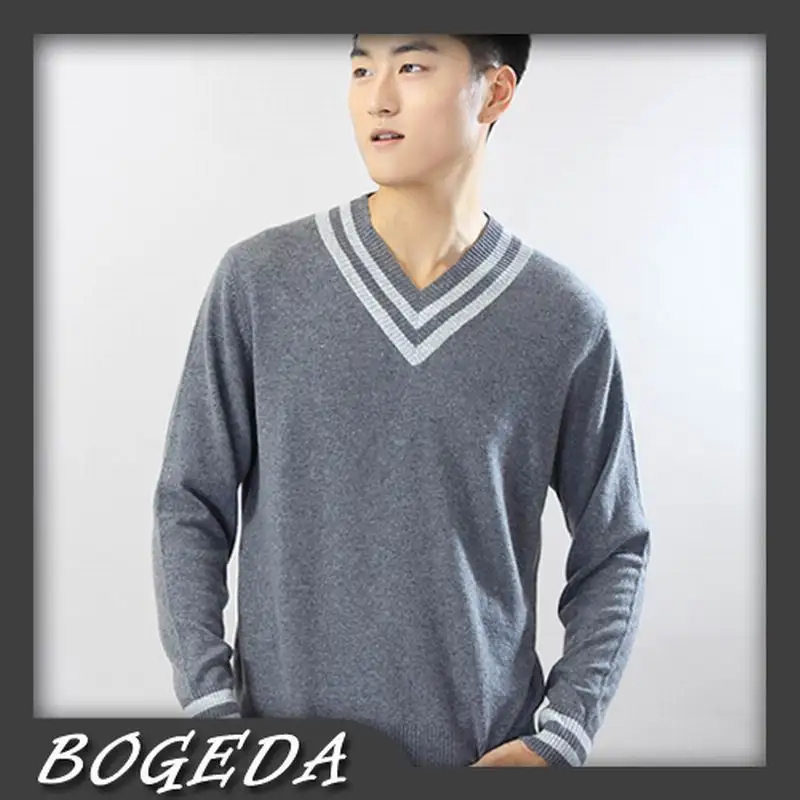 

Cashmere Sweater Men 's Pullover V neck Gray Fashion Style High Quality Natrual fabric Free shipping Stock Clearence