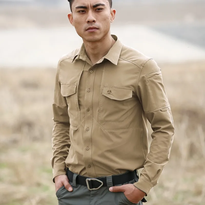 Военные тактические мужские рубашки с длинным рукавом, быстросохнущие армейские мужские рубашки из дышащей мягкой ткани, повседневная одежда