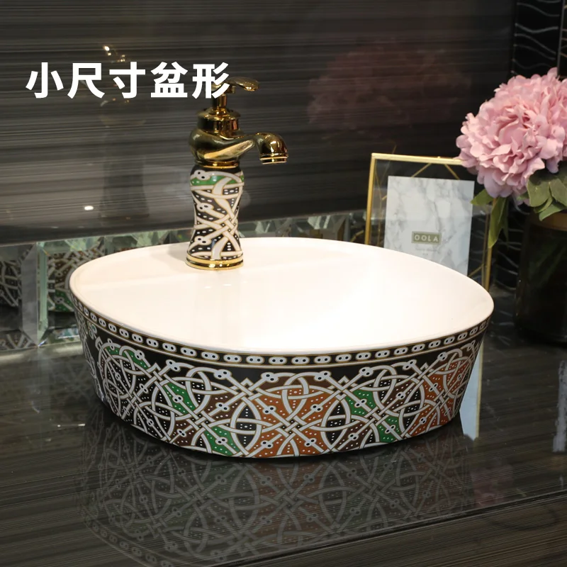 Europe Style Handmade Countertop Ceramic Bathroom Basin Bathroom Sink ceramic washbasin china art basin wash basin counter (8)