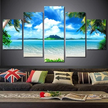 

Diy Diamond Painting Cross Stitch Diamond Embroidery Seaside Coconut trees New Style Diamond Mosaic home decor 5 pcs/lots DK035