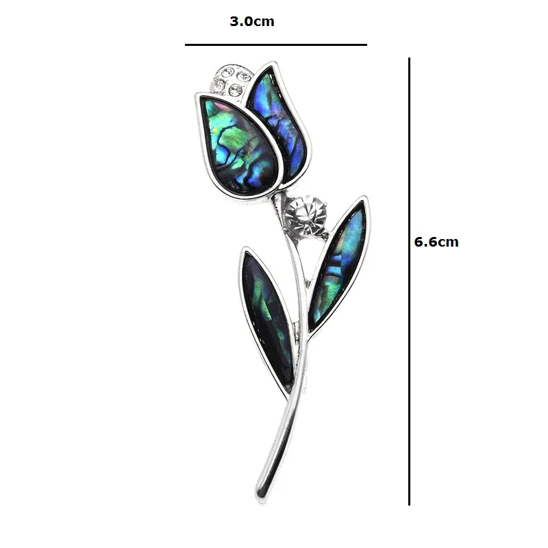 Женская брошь из естественного Абалона Wuli&baby, металлическая брошь в форме цветка тюльпана, украшенная жемчугом, подарочная брошь-значок, ювелирный аксессуар