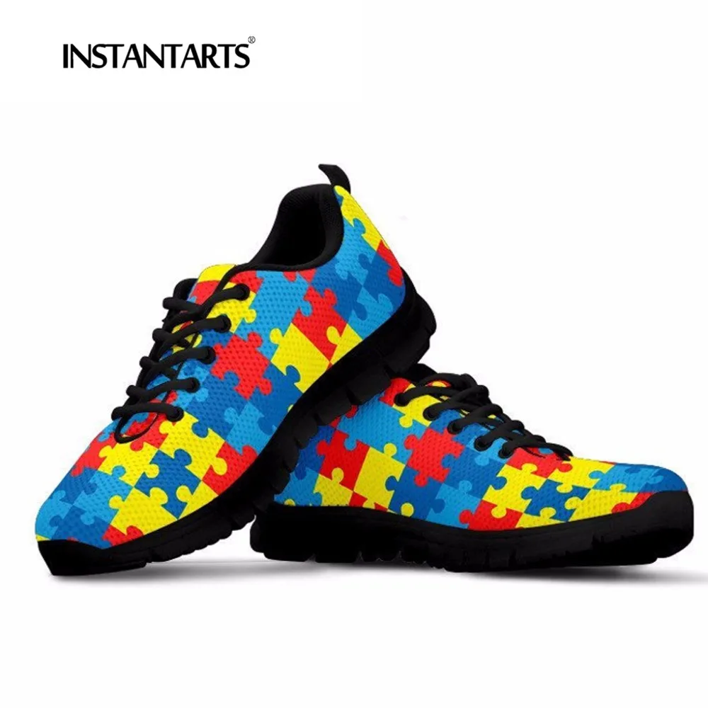 INSTANTARTS Autism Awareness Sneakers 3D Print Comfortable Mesh Woman's