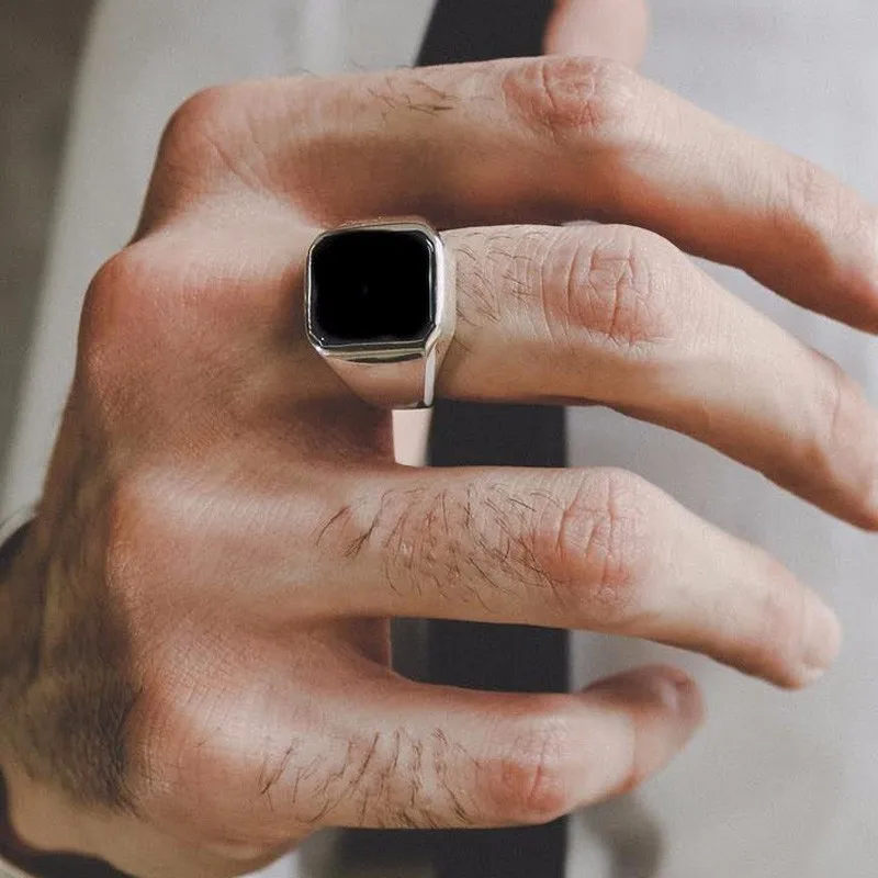 signet ring black stone