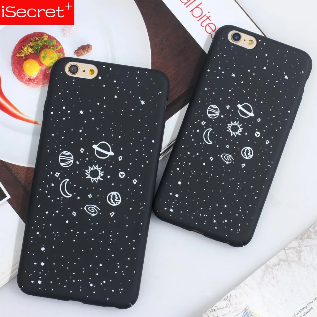 New Coque Funda Phone Case For iPhone 6 6s 7 8 X Plus Hard PC Cover iPhone7 6Plus 7Plus 8Plus Black Star Planet Cases | Мобильные