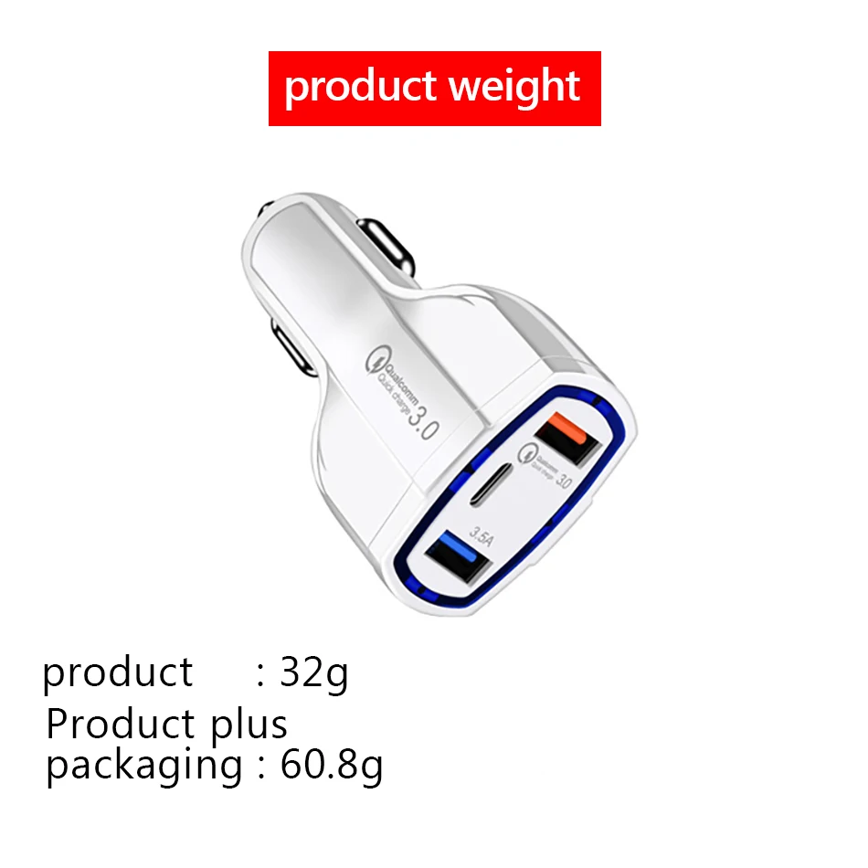 !ACCEZZ Universal Mini Double Port USB QC Car Charger Quick Charge 3.0 2.0 With LED Fast Type-C Car Phone Charger For Samsung S8 (7)