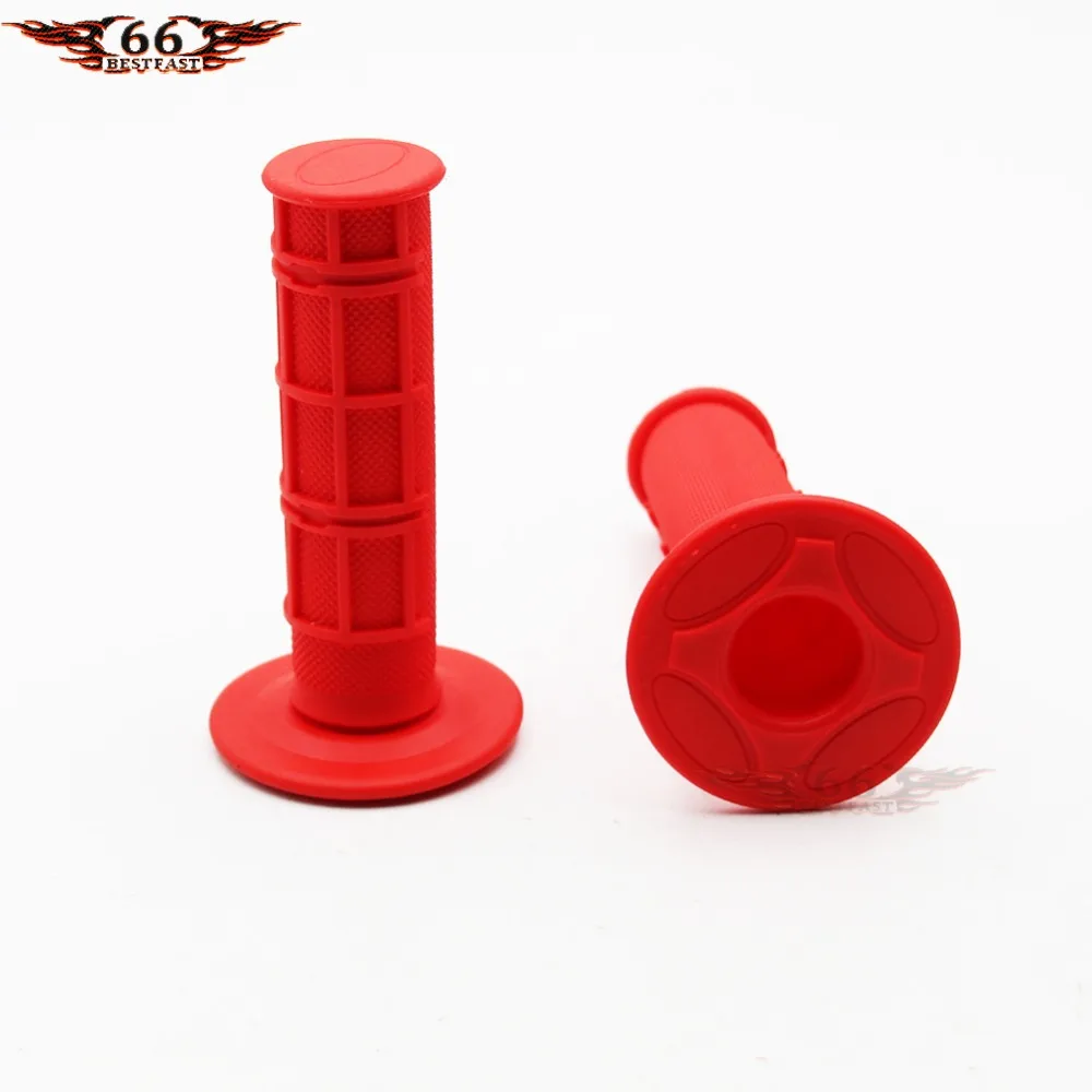 

Red HALF WAFFLE SOFT MX Grips Dirt Bike Motorcycle Twist Throttle 7/8" Universal NEW
