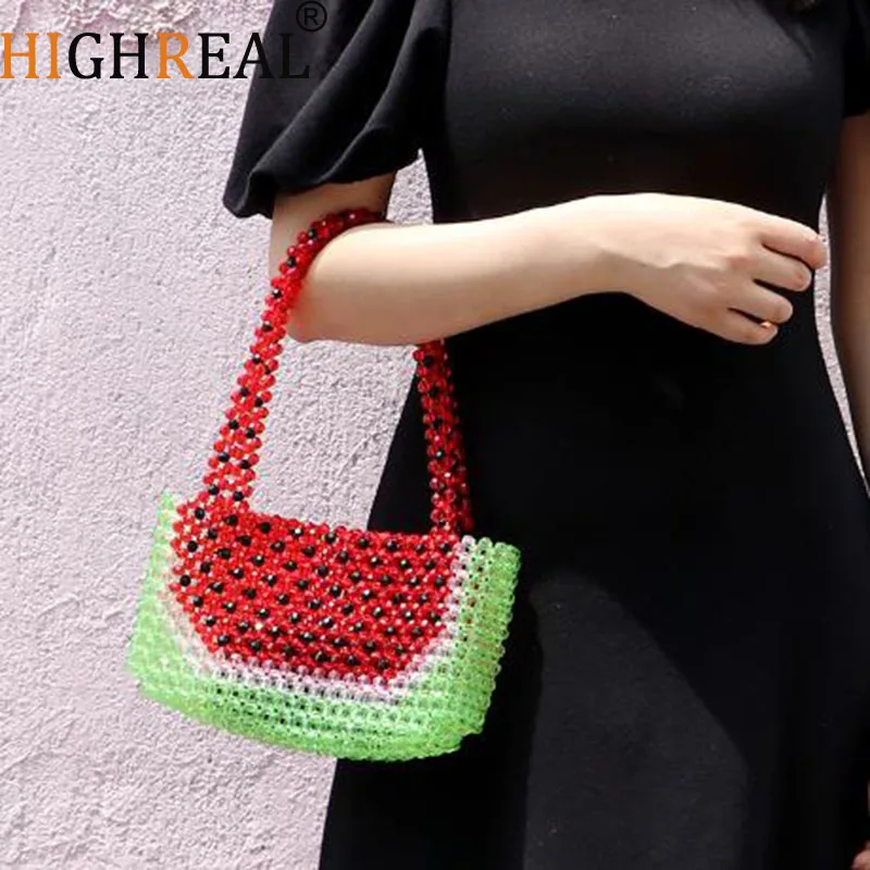 

Pearls Bag Beaded Watermelon Box Totes Bag Women Party Handbag 2019 Summer Beach Bags Luxury Brand Fahion Dropshipping Wholesale