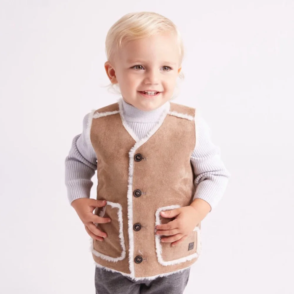 Fall Winter Vests kids boy clothes Camel Fleece children baby boy vests