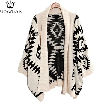 

Autumn Winter Knit Cardigan Women Loose Sweater Shawl Long Diamond Geometric Patterns Jumper Vestidos 2020 New Cardigan Befree