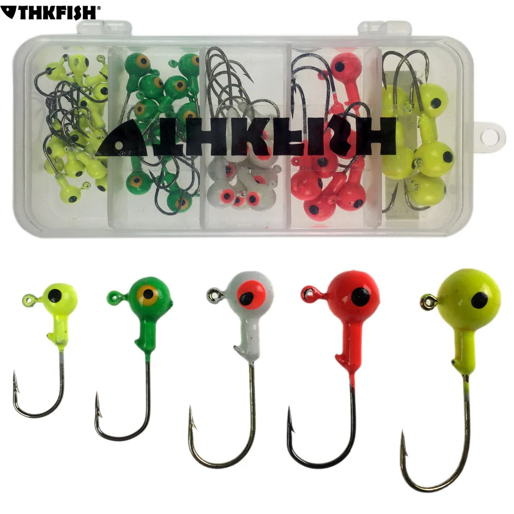 44Pcs/Box 2g 4g 6g 8g 10g Jig Head Hook Fishing Hooks Set Sea