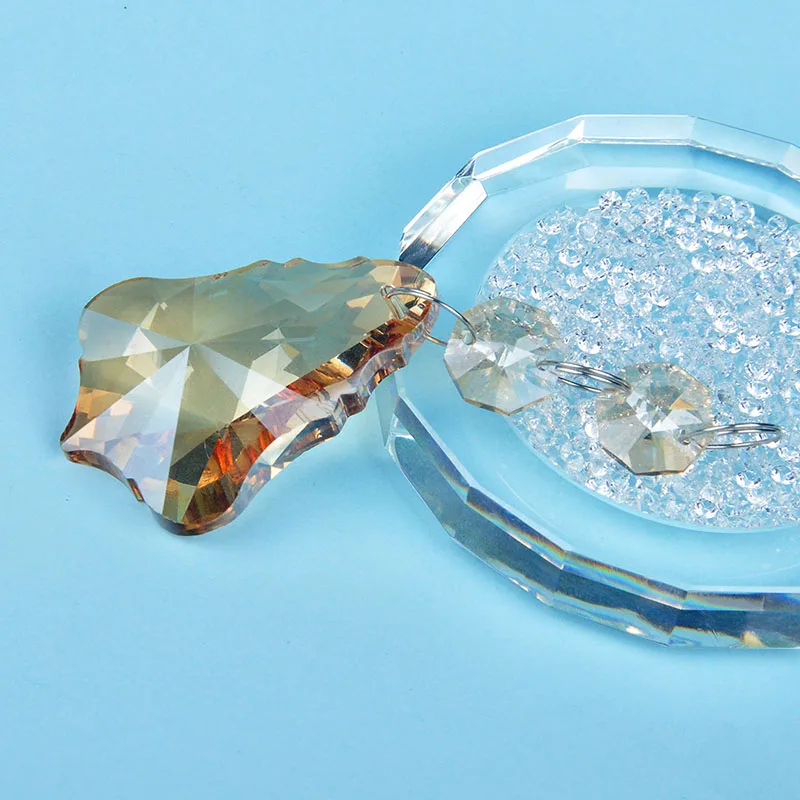 H& D 5 шт. 50 мм шампанское кристалл кленовый лист форма люстра Призмы Висячие капли подвески лампы diy запчасти