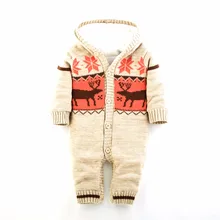 3 couleur joyeux noël bébé barboteuses cerfs barboteuse wapitis bébé garçon nouveau – né vêtements de bébé à capuche combinaison barboteuse hiver bébé au chaud
