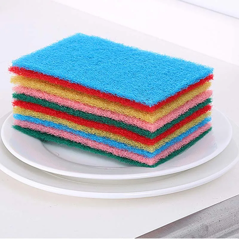 New Clean 10pcs Kitchen Home Scouring Scour Scrub Cleaning Pads Random Color Strong Decontamination Dish Towels