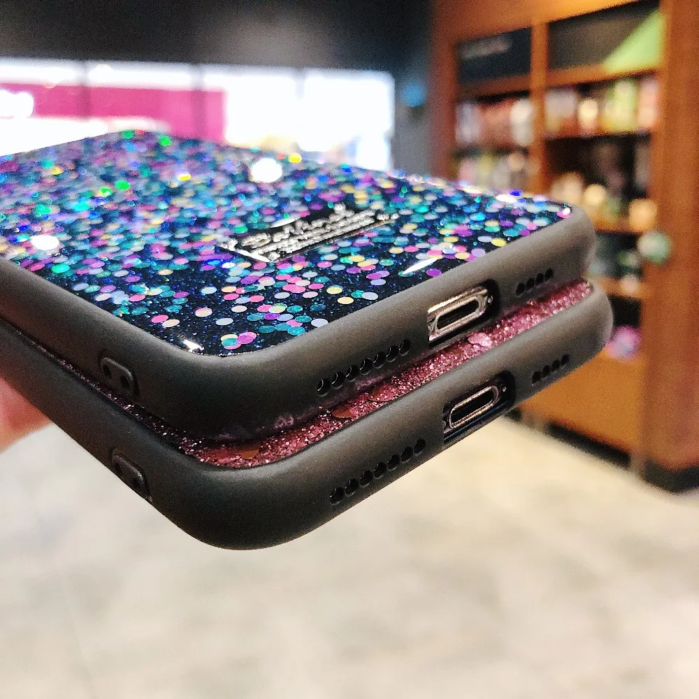 Case For iPhone X Xs Xr Xs Max 8 7 6S Plus Cover Glitter Sequins Shiny Soft Girly Case For Huawei P20 P30 Pro Mate 20 Pro Cover (5)
