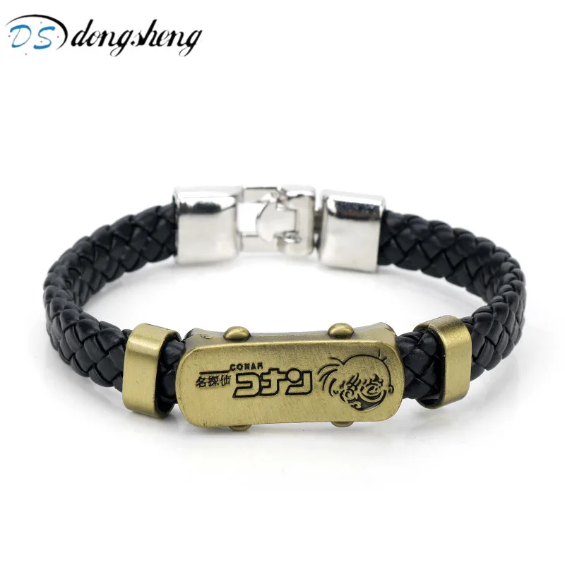 

dongsheng Hot Animation Detective Conan Alloy Bracelets Case Closed Weave Leather Bracelet & Bangle Cosplay Friendship Jewelry