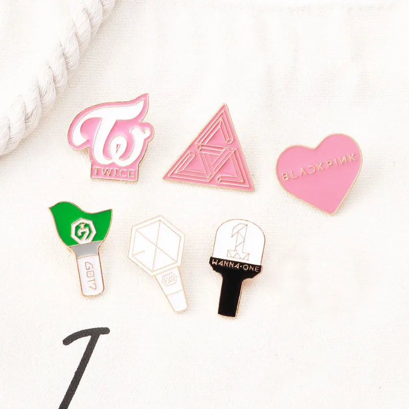 Kpop Light Stick Enamel Pins Pins Twice Exo Wanna One Seventeen Logo Badges Jewelry Accessories Gift Brooches Aliexpress