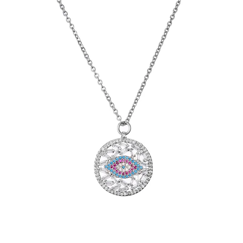 NEWBUY, хит, цветное циркониевое ожерелье для женщин, ювелирное изделие, высокое качество, медная цепочка, сглаза, ювелирные изделия, кулон, ожерелье для женщин - Окраска металла: NBSL353