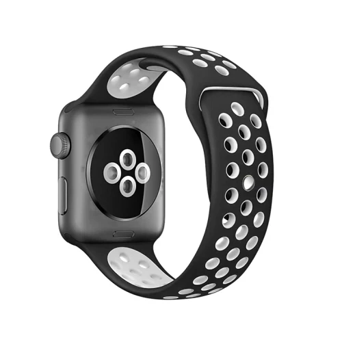 Спортивный силиконовый ремешок для apple watch группа 4 5 44 мм 40 мм, 42 мм, 38 мм, версия наручных часов iwatch, 5/4/3/2/1 ремень браслет резиновый ремешок для часов аксессуары - Цвет ремешка: black white 7