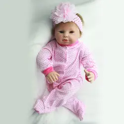 Очаровательны 45 см ручной работы реборн силиконовая детские куклы реалистичные новорожденных с розовый детский комбинезон YDK-86R1