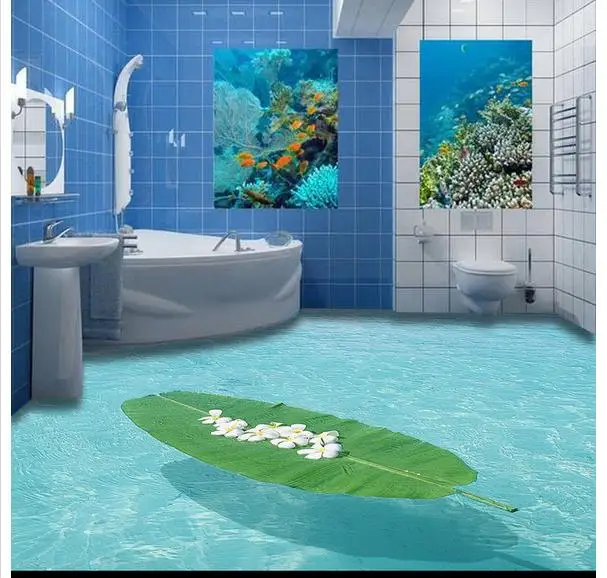 

3D wallpaper custom mural beauty 3 d Marine indoor stereo bathroom floor toilet pvc wallpaper room decoration
