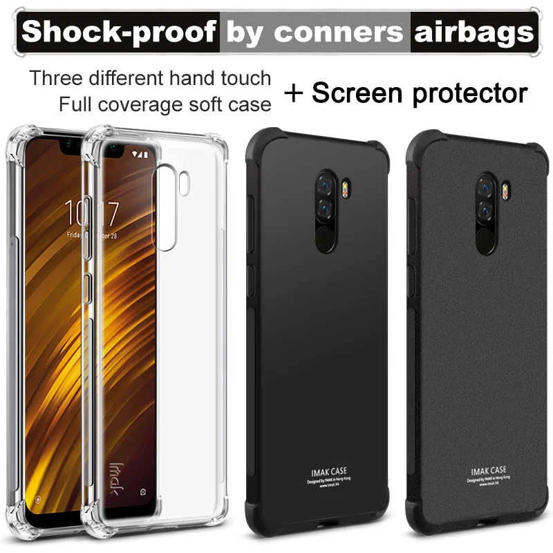 

Imak Shock-proof Conner Airbag Protection TPU Back Cover for Xiaomi Pocophone F1 Case Matte Cover for Pocophone F1 TPU Case