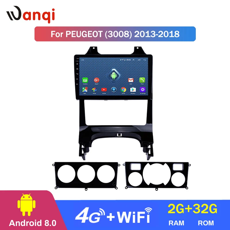 Flash Deal Wanqi 2+32G  9 INCH Android 8.0 GPS navigation Car DVD Player for Peugeot 3008 2009 2010-2012 With RDS Bluetooth WiFi 2