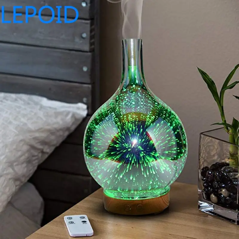 

LEPOID Humidifier Essential Oil Diffuser Waterless Auto Shut Off Cool Mist Vaporizer For Bedroom LED 3D Ultrasonic 100ML