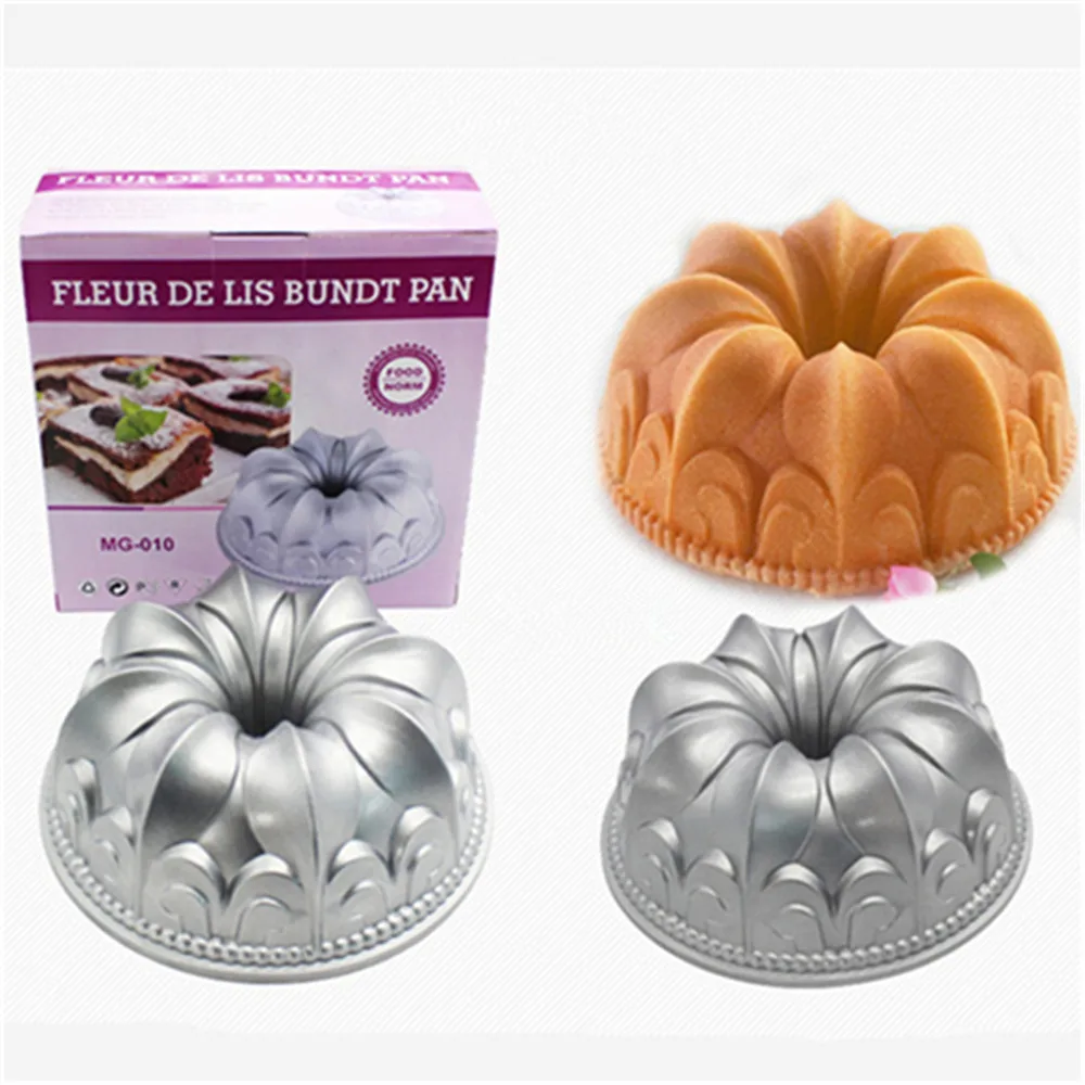

AMW FLEUR DE LIS BUNDT Cake Pan Nonstick Baking Form Heavy Cast Aluminum Cake Mold DIY Metal Baking Dishes Kitchen Bakeware