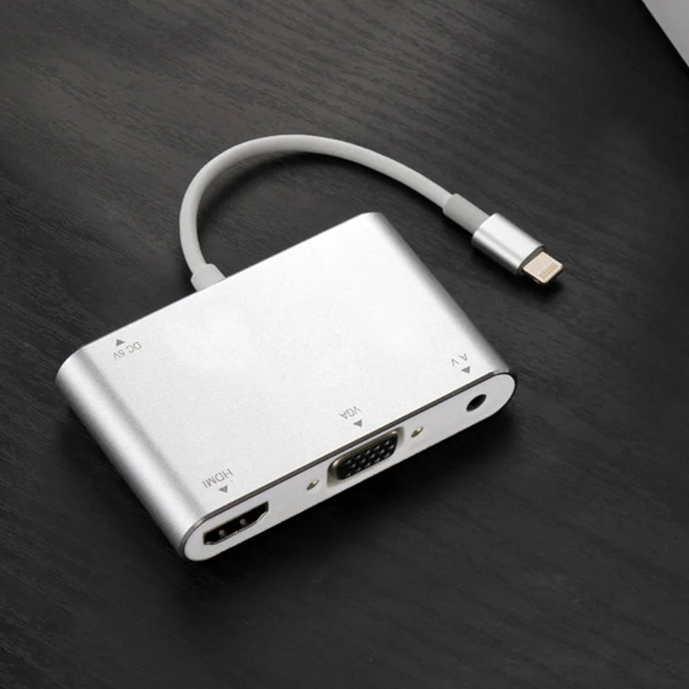 Для Lightning-HDMI VGA Аудио ТВ AV Кабель-адаптер с USB линией и av-кабель для iPhone8 7 7 Plus 6 6S для iPad серии