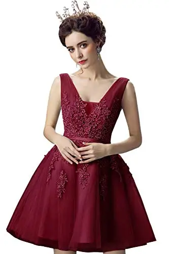 Burgundy Короткие платья для выпускного вечера сексуальное красное платье для выпускного бала на шнуровке с открытой спиной вечернее платье для женщин платья для вечеринок Robe De Soiree - Цвет: Burgundy