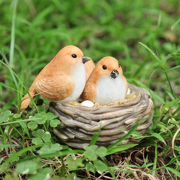 

Creative Simulated bird Outdoor garden decoration Mini Lovely bird nest Animal miniature figurines Crafts home decoration Gifts