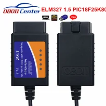 ELM327 1,5 OBDII Диагностический кабель ELM 327 USB V1.5 PIC18F25K80 OBD2 OBD 2 диагностический интерфейс ELM327 1,5 USB сканер инструмент