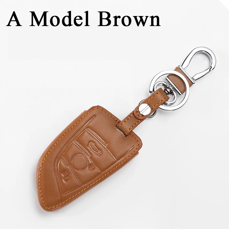 Натуральная кожа ключ чехол КРЫШКА ДЛЯ Bmw F30 F10 F20 X3 X1 X5 X6 e30 e36 e90 e60 e84 e39 e46 e90 чехол для автомобильного ключа для Bmw ключ чехол - Название цвета: A Modle Brown