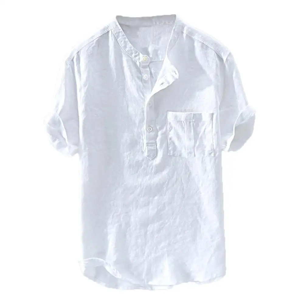 Men's Summer Hot Pure Hemp Button Short Sleeves Cotton Linen Shirt With Pockets Harajuku Large Pullover Blouse Top For 2019 Male Men's Summer Hot Pure Hemp Button Short Sleeves Cotton Linen Shirt With Pockets Harajuku Large Pullover Blouse Top For 2019 Male