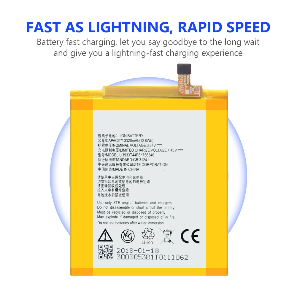 Оригинальная литиевая батарея для телефона Li3933T44P8h756346 аккумуляторные батареи ZTE