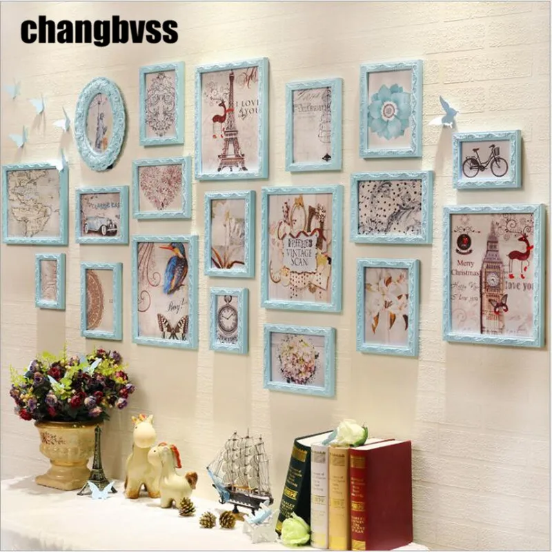 european style blue white wall hanging photo frames 19 pcsset home decor picture frame - Wall Hanging Photo Frames Designs european style blue white wall hanging photo frames 19 pcsset home decor picture frame - Wall Hanging Photo Frames Designs