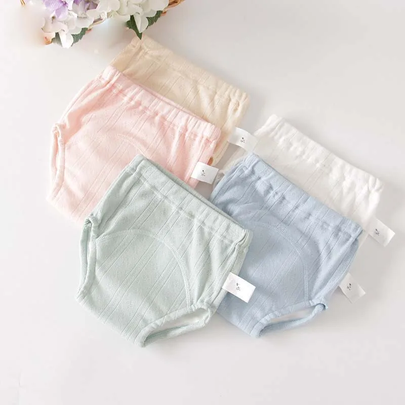 

5pcs/lot 4 Layer Gauze Cotton Potty Training Pants Toddle Reusable Solid Cloth Diaper Baby Kids Training Panties for Boy Girl
