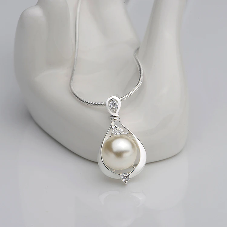 

Fancy Fashion Romantic Necklace Silver Plated Pearl Crystal Necklace & Pendants Jewelry For Women Girls Gifts