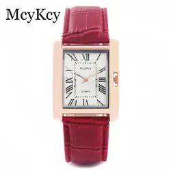 Mcykcy Лидирующий бренд роскошные часы Для Женщин римские цифры часы модные женские кварцевые часы Повседневное кожа Для женщин Наручные часы