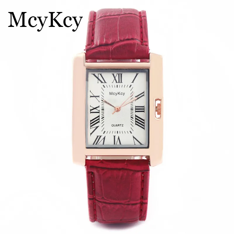 

McyKcy Top Brand Luxury Watch Women Roman Numerals Watches Fashion Ladies Quartz Watches Clock Casual Leather Women Wristwatches