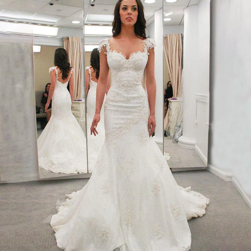 

vestido de noiva Vintage Lace Mermaid Wedding Dresses Sweetheart robe de mariee Bridal Wedding Gown Backless Wedding Party Dress