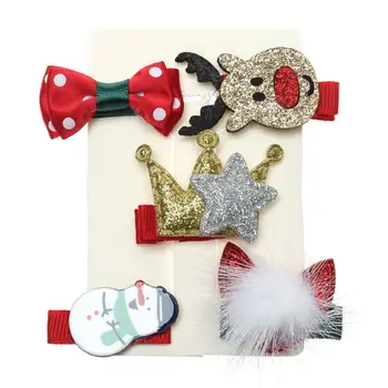 

5Pcs Cute Kids Girl Hairpins Cartoon BB Hair Clips Child Christmas Santa Claus Barrettes Hair Band Accessories