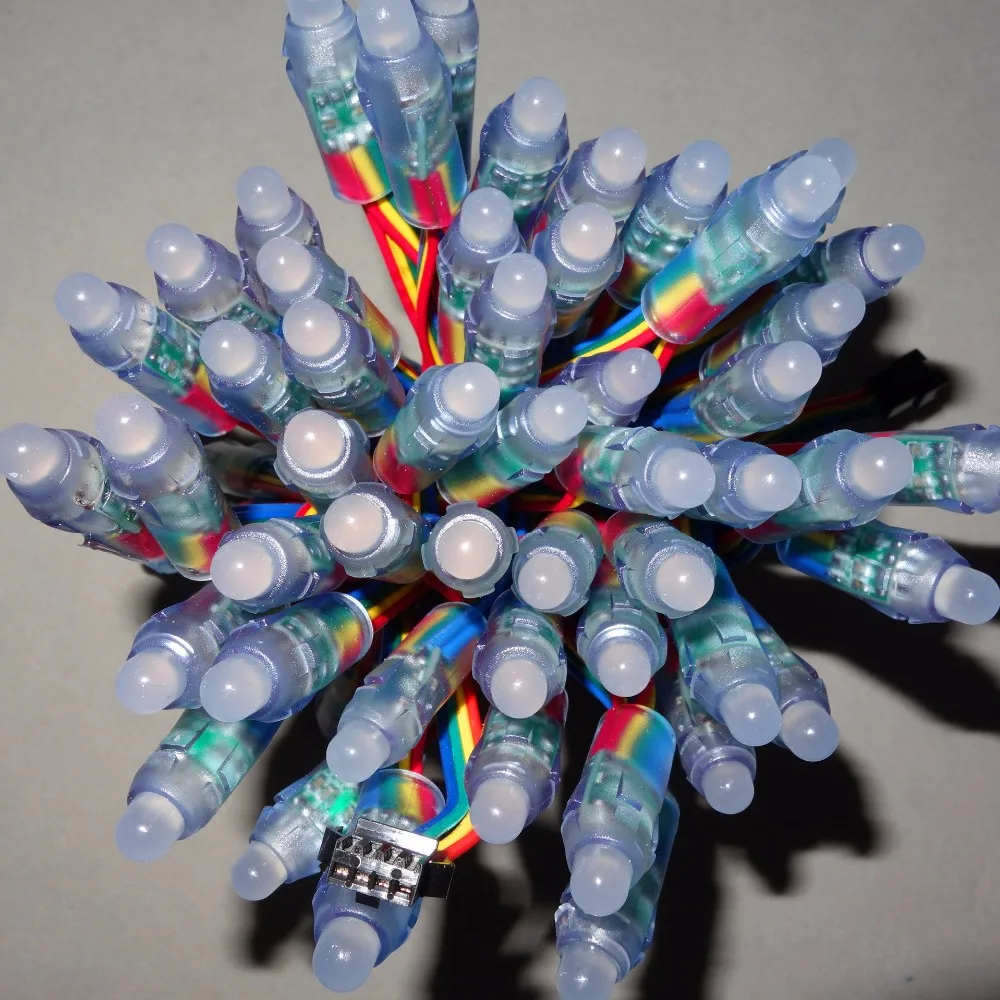 

100nodes/strand DC12V RGB dumb nodes, IP68 rated; 24W;color wires