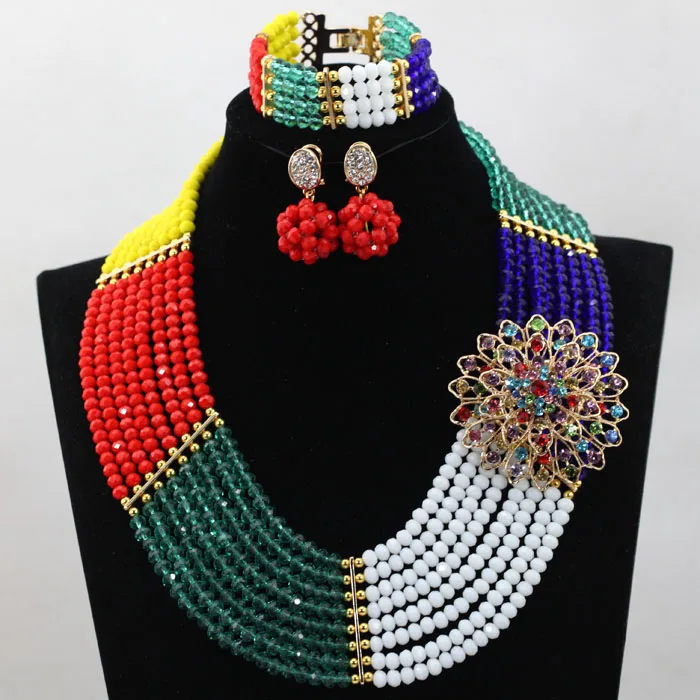 Multicolor Party Wedding Gift Jewelry Set Crystal Beads Set African