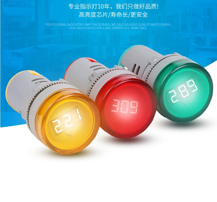 

22MM AD16 type AC60-500V Mini Voltage Meter LED Digital Display AC Voltmeter Indicator Light/Pilot Lamp switch Red Green Yellow
