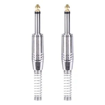 

ALLOYSEED 2Pcs Nickle Plated Alloy 6.35mm 6.5mm Jack Male Mono Audio Connector Adapter For Amplifier Microphone Converter Plug